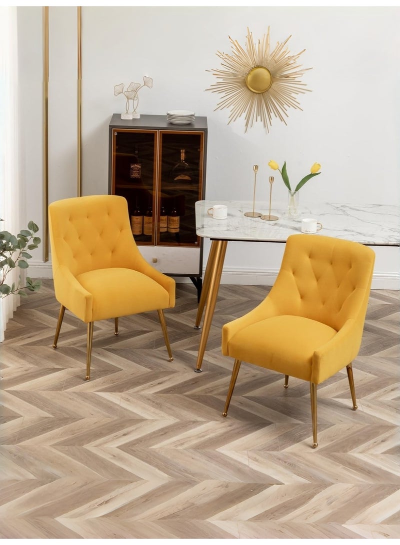 SEYNAR Dining Chair Set of 2,Modern Velvet Dining Chairs with Gold Legs,Elegant Tufted Accent Chairs for Reception, Living Room or Study Room - Image 2